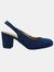 Where's That From Womens/Ladies Edith Suede Sling Back Wide Block Heel Shoes (Navy) (5 Wide) - Navy