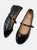 Where's That From Womens/Ladies Josie Patent Faux Leather Straps Ballerina Flats (Black) (6)