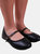 Where's That From Womens/Ladies Josie Straps Wide Ballerina Flats (Black) (5 Wide) - Black