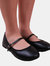 Where's That From Womens/Ladies Josie Straps Wide Ballerina Flats (Black) (5 Wide) - Black