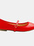 Where's That From Womens/Ladies Josie Straps Wide Ballerina Flats (Red) (5 Wide) - Red