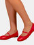 Where's That From Womens/Ladies Josie Straps Wide Ballerina Flats (Red) (5 Wide)