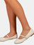 Where's That From Womens/Ladies Josie Straps Wide Ballerina Flats (White) (5 Wide)