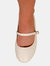 Where's That From Womens/Ladies Josie Straps Wide Ballerina Flats (White) (5 Wide)