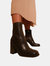 Where's That From Womens/Ladies Keisha PU Side Zip Block Heel Mid Calf Boots (Brown) (10)