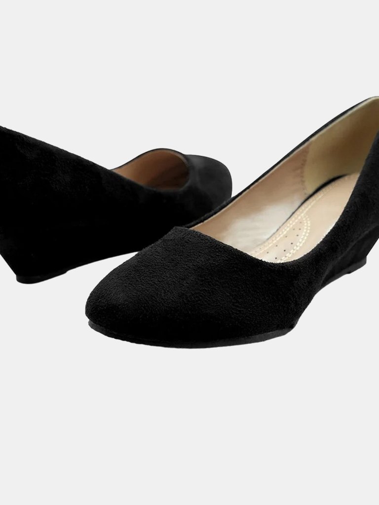 Where's That From Womens/Ladies Kieran Suede Platform Low Wedge Court Shoes (Black) (10) - Black