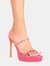 Where's That From Womens/Ladies Kimia Diamante Pointed High Stiletto Heel Mules (Fuchsia) (8)