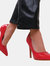 Where's That From Womens/Ladies Kyra Patent Faux Leather Wide High Stiletto Heel Pumps (Red) (7 Wide)