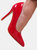 Where's That From Womens/Ladies Kyra Patent Faux Leather Wide High Stiletto Heel Pumps (Red) (7 Wide)