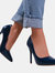 Where's That From Womens/Ladies Kyra Patent Leather Pointed Wide High Stiletto Heel Pumps (Navy) (8 Wide)