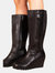 Where's That From Womens/Ladies Lara Faux Leather Side Zip Wedge Mid Calf Boots (Black) (5)