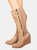 Where's That From Womens/Ladies Lara Faux Leather Side Zip Wedge Mid Calf Boots (Brown) (8)