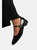 Where's That From Womens/Ladies Minsk Patent Faux Leather Buckle Detail Wide Low Heel Ballet Shoes (Black) (7 Wide)