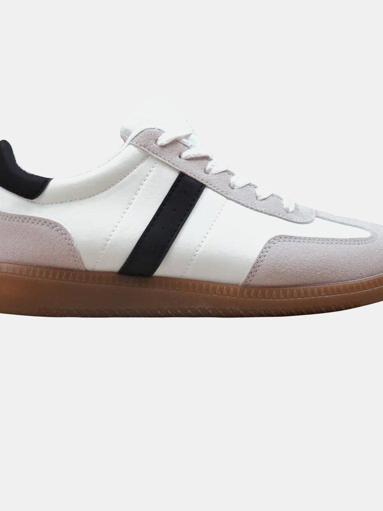 Where's That From Womens/Ladies Pace Contrast Panel Gum Sole Lace Up Sneakers (White) (5) - White