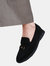 Where's That From Womens/Ladies Pegasus Charm Faux Suede Slip-on Wide Loafers (Black) (9 Wide) - Black