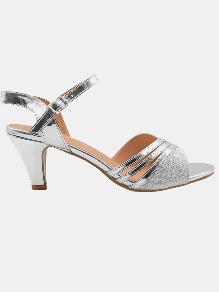 Where's That From Womens/Ladies Stormi Ankle Strap Extra Wide Low Heel Sandals (Silver) (9 Extra Wide) - Silver