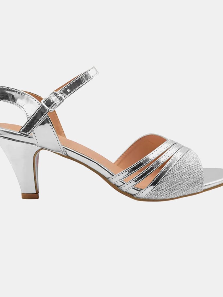 Where's That From Womens/Ladies Stormi Buckle Wide Low Heel Sandals (Silver) (7 Wide) - Silver