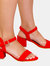 Where's That From Womens/Ladies Zephyr Strappy Suede Peep Toe Mid High Block Sandals (Red) (5) - Red