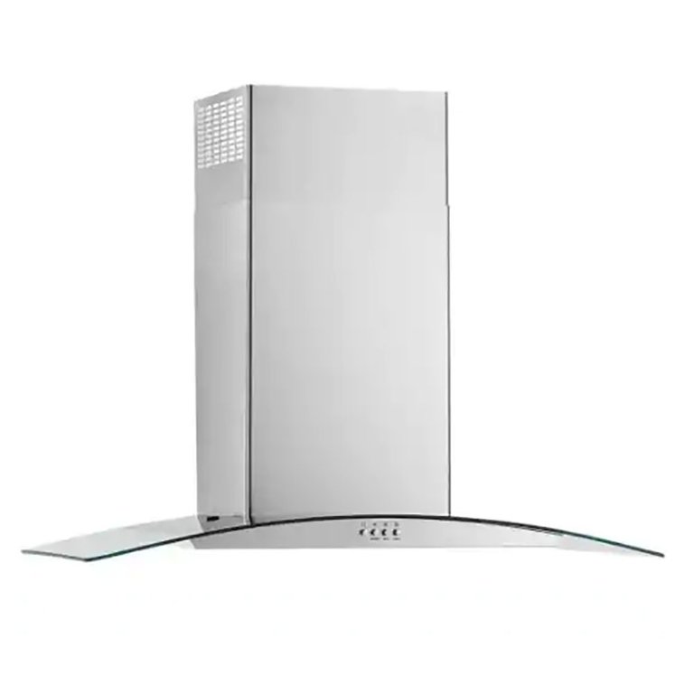 Stainless Curved Glass Wall Mount Canopy Range Hood