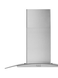 Stainless Curved Glass Wall Mount Canopy Range Hood - Stainless Steel