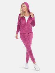 2 Piece Velour Tracksuit Set - Fuchsia