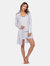 3 Piece Striped Pajama & Robe Set - Grey