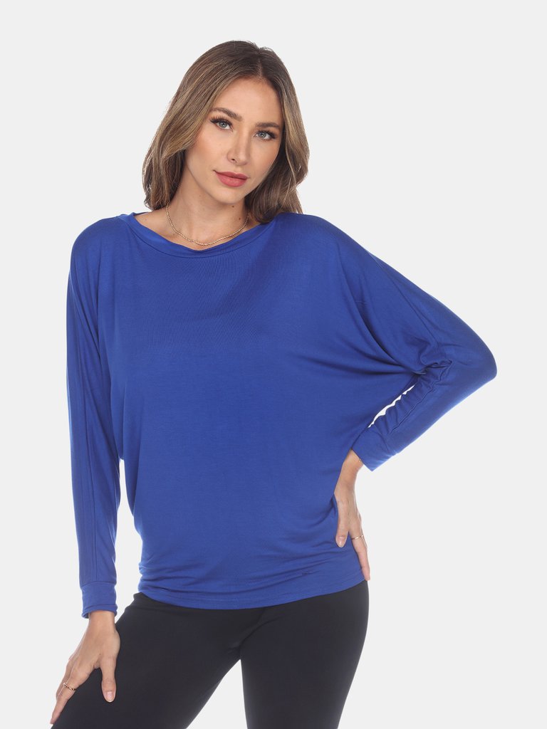 Banded Dolman Top - Blue