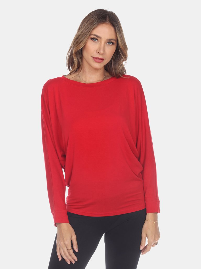 Banded Dolman Top - Red