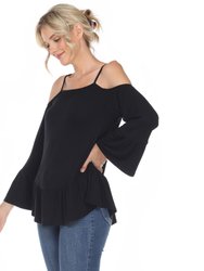 Cold Shoulder Ruffle Sleeve Top