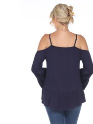 Cold Shoulder Ruffle Sleeve Top