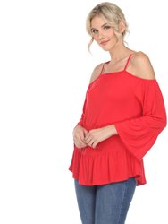 Cold Shoulder Ruffle Sleeve Top