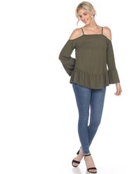 Cold Shoulder Ruffle Sleeve Top