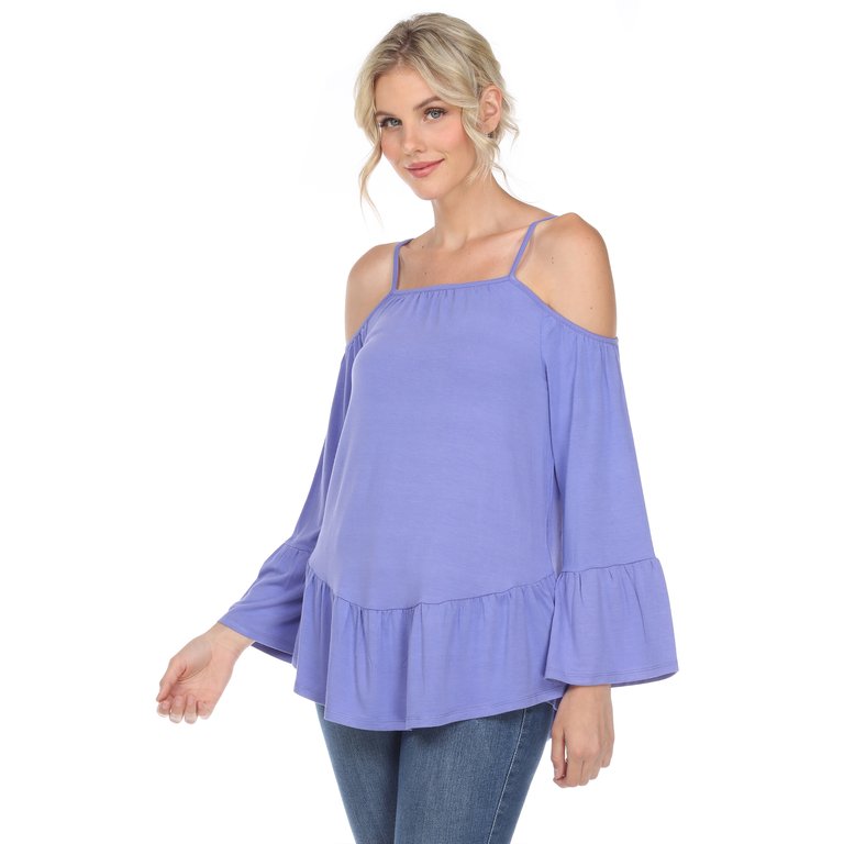 Cold Shoulder Ruffle Sleeve Top