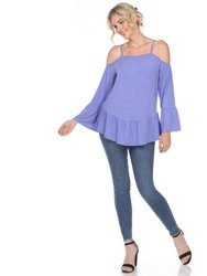 Cold Shoulder Ruffle Sleeve Top