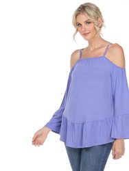 Cold Shoulder Ruffle Sleeve Top