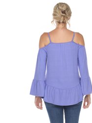 Cold Shoulder Ruffle Sleeve Top