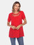 Crisscross Cutout Short Sleeve Top - Red