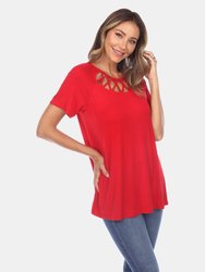 Crisscross Cutout Short Sleeve Top