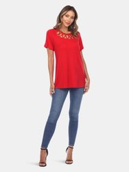 Crisscross Cutout Short Sleeve Top