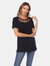 Crisscross Cutout Short Sleeve Top - Black