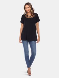 Crisscross Cutout Short Sleeve Top