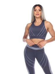 Cut Out Back Mesh Sports Bra - Blue