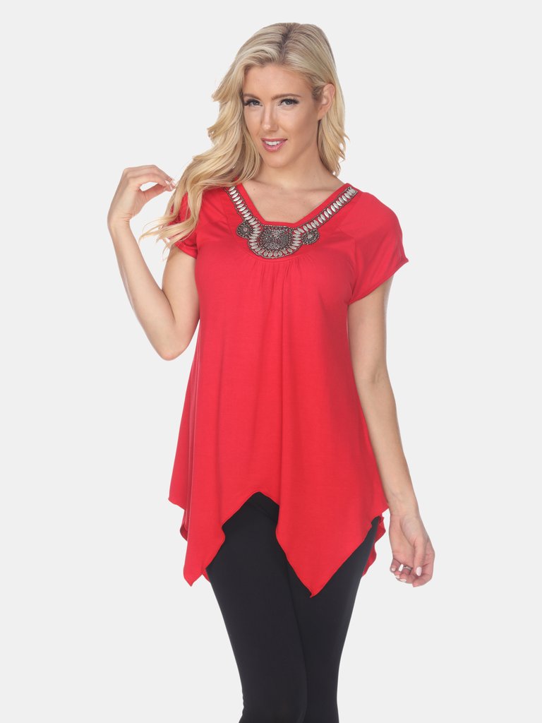 Fenella Tunic Top - Red