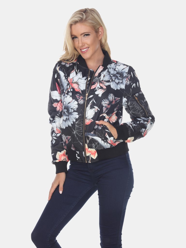 Floral Bomber Jacket - Black