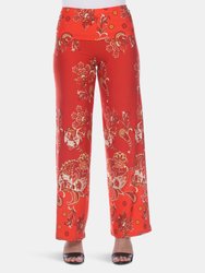 Floral Paisley Printed Palazzo Pants - Red/White