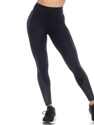 High-Waist Mesh Fitness Leggings - Black