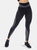 High-Waist Reflective Piping Fitness Leggings - Black