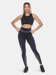 High-Waist Reflective Piping Fitness Leggings