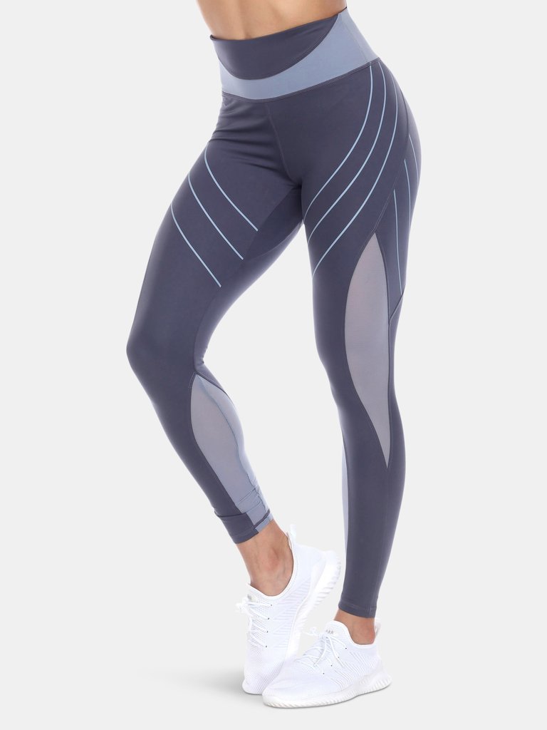 High-Waist Reflective Piping Fitness Leggings