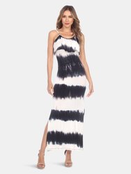 Kalea Tie Dye Overlay Maxi Dress - Black